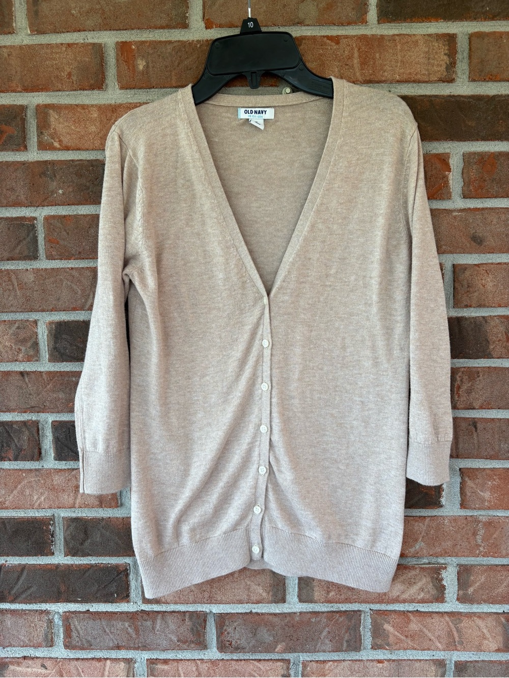 Old Navy Light Beige Button-Front V-Neck Cardigan 3/4 sleeves